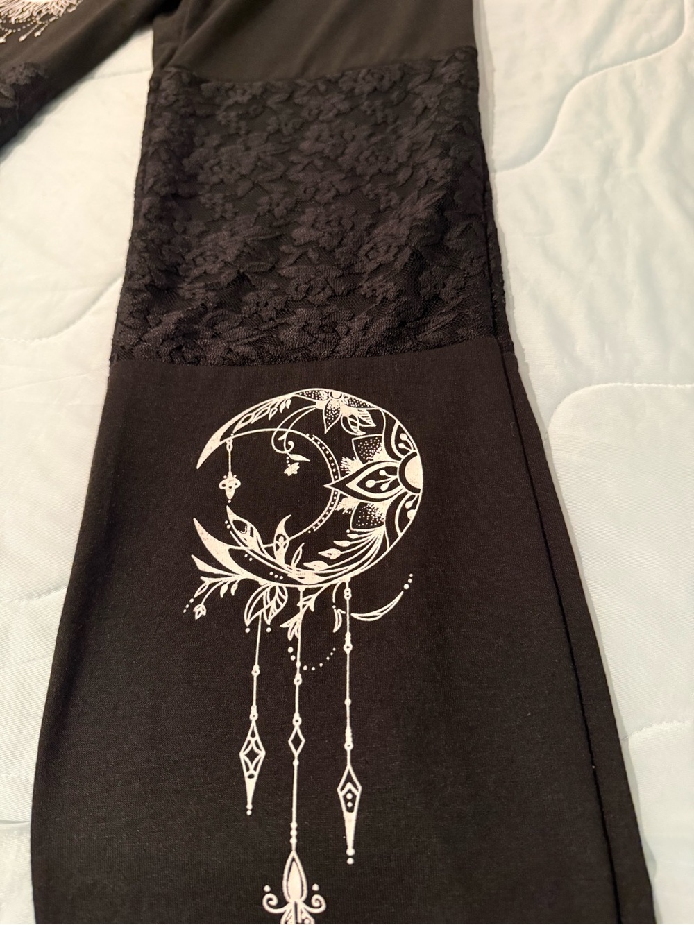 Black Boho Moon & Sun Lace Panel Pants - Picture 2 of 5